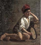 Julia Beck Boy with tamburin France oil painting artist
